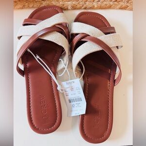 J. Crew Tan and Cream Sandals